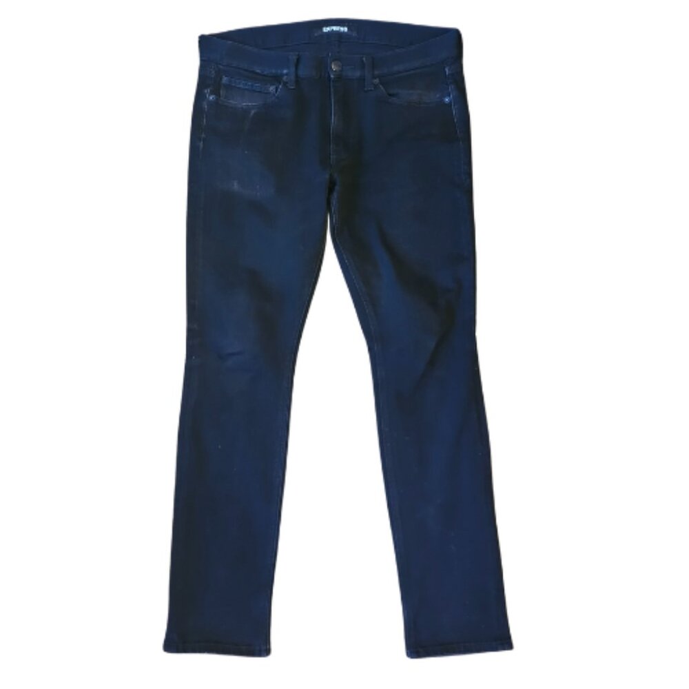 EXPRESS Stretch+ Skinny Jeans Mens 33x32 Blue 4 Way Stretch Denim Cotton Blend